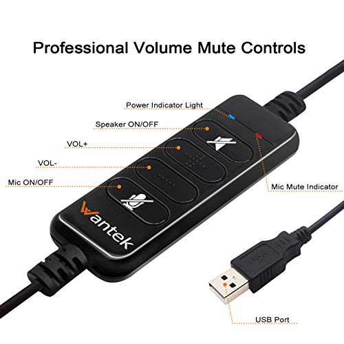 Mono-Headset Wantek USB Headset Mono mit Noise Cancelling