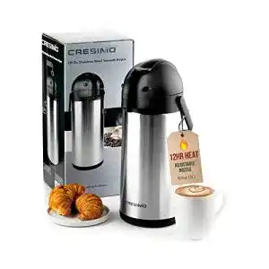 Pumpkanne 3 Liter Cresimo 3L Thermoskanne, Edelstahl, Airpot