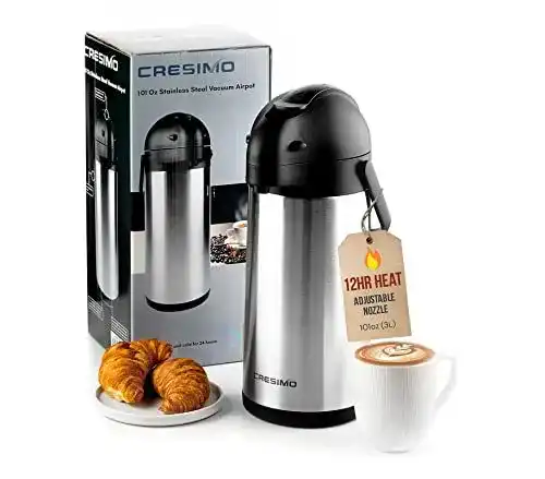 Pumpkanne 3 Liter Cresimo 3L Thermoskanne, Edelstahl, Airpot