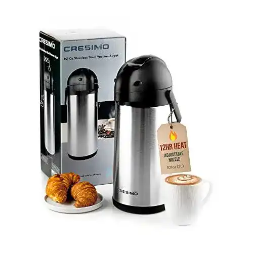 Die beste Pumpkanne 3 Liter Cresimo 3L Thermoskanne, Edelstahl, Airpot 2026 Test Bestseller Pumpkanne 3 Liter Cresimo 3L Thermoskanne, Edelstahl, Airpot