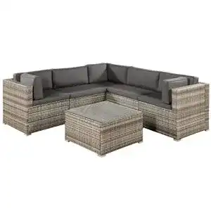 Rattansofa Juskys Polyrattan Gartenmöbel-Set Nassau wetterfest