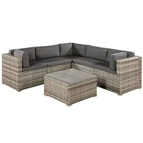 Rattansofa Juskys Polyrattan Gartenmöbel-Set Nassau wetterfest