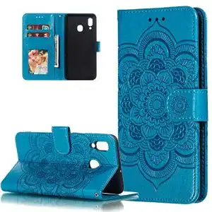 Samsung-Galaxy-A20-Hülle HMTECH Prägung Mandala-Blume Flip
