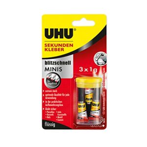 Sekundenkleber UHU 45415, AA8blitzschnell Minis, 3 x 1 g