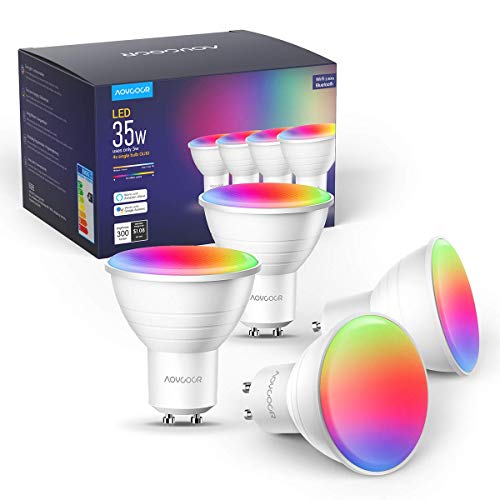 Smarte Glühbirne Aoycocr GU10 Smart Led Lampe Alexa, 4er Pack