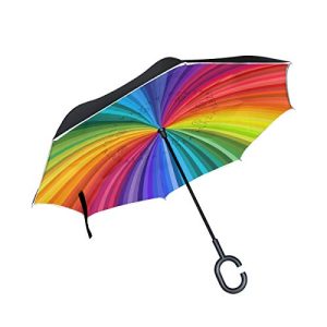 Umgekehrter Regenschirm BIGJOKE Doppelschichtig, Regenbogen