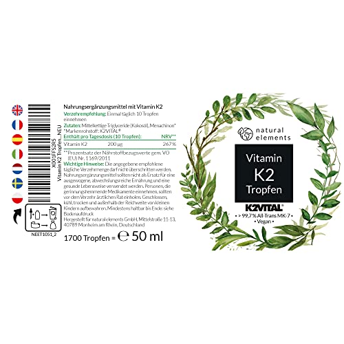 Abnehmtropfen natural elements Vitamin K2 MK-7 200µg, 50ml