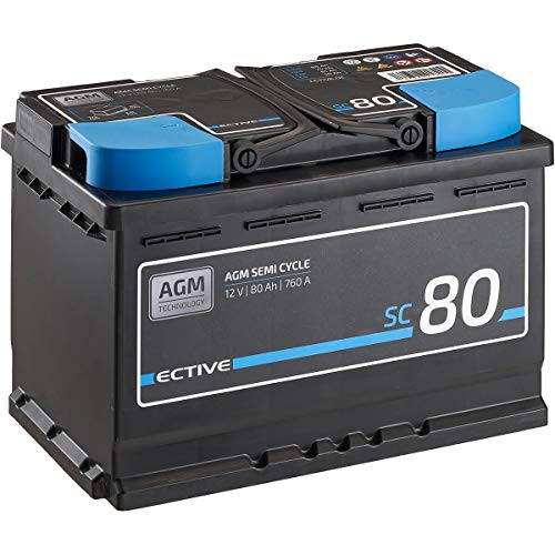 AGM-Batterie 80Ah ECTIVE 12V 80Ah zyklenfester AGM Blei-Akku