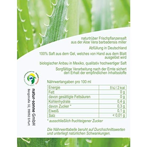 Aloe-vera-Saft (bio) natur-sonne Bio Aloe Vera Saft 1L, naturtrüb