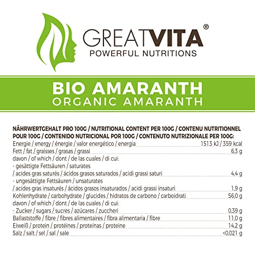 Amaranth Mea Vita GreatVita Bio, roh und naturbelassen, 1000g