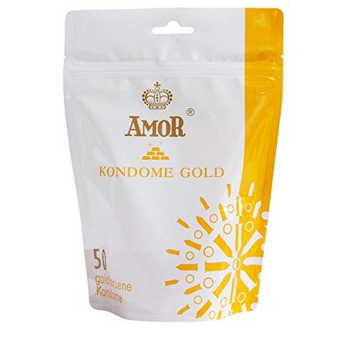 Amor-Kondom AMOR “Gold” 50er Pack goldfarben, gefühlsecht
