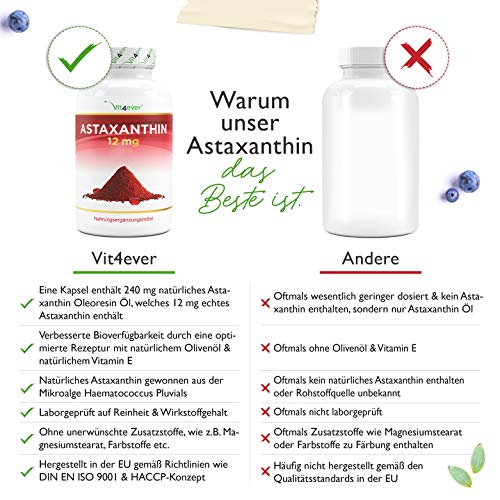 Astaxanthin 12 mg Vit4ever, 150 Softgel Kapseln 10 Monatsvorrat