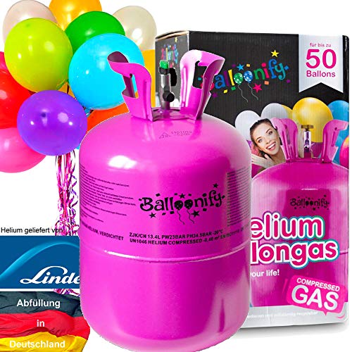 Ballongas Carpeta FÜR 50 Luftballons + 50 Ballons + FÜLLVENTIL