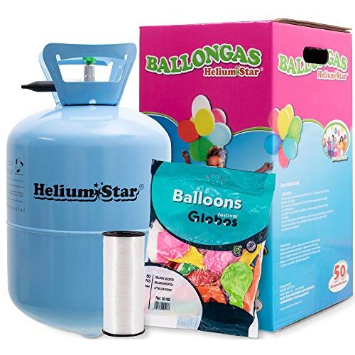 Ballongas Helium Star Helium + 50 Bunte Latexballons