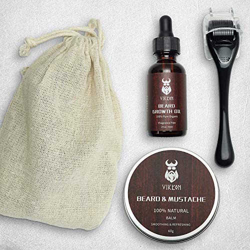 Bartroller INVJOY Beard Growth Kit, VIKICON Bartpflege Set