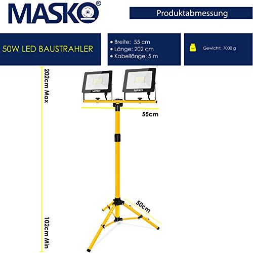 Baustrahler mit Stativ Masko ® LED 100W Doppel 2x 50W Strahler
