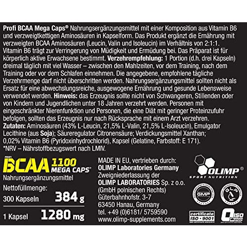 BCAA-Kapseln Olimp, BCAA 1100 Mega Caps. Aminosäuren Kaps.