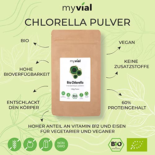 Chlorella-Pulver myvial ® Chlorella Pulver Bio 100g, Vegan