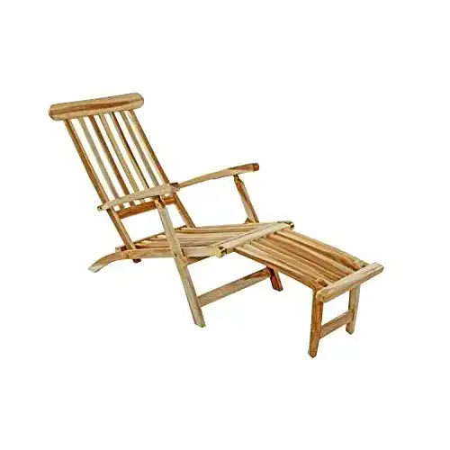 Deckchair SAM Teak-Holz Puccon, verstellbare Sonnenliege, klappbar, ideal für Balkon, Terrasse und Garten