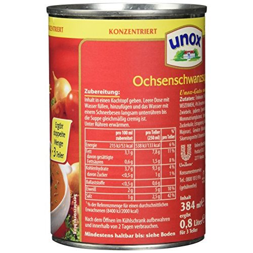 Dosensuppe Unox Konzentrat Ochsenschwanz Suppe 6 x 400 ml