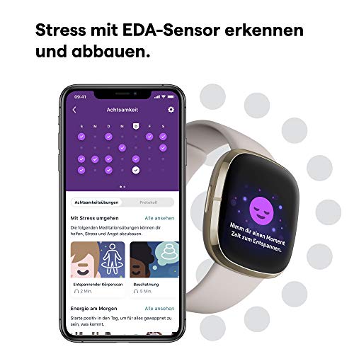 EKG-Uhr Fitbit Sense, fortschrittliche Gesundheits-Smartwatch