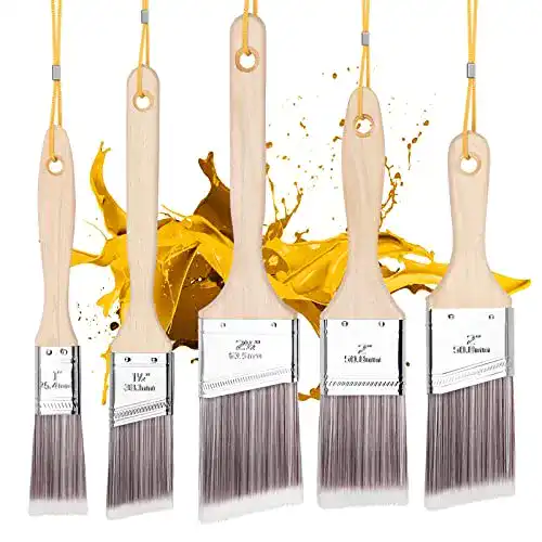 Flachpinsel Emitever Lasurpinsel Set 5-teilig, Holzgriff, Profi Set