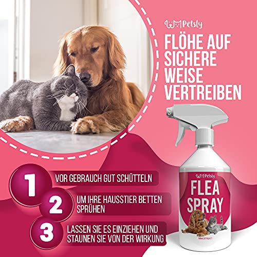Flohspray PETSLY PETLSY Flohmittel Katzen & Hundespray, 500ml