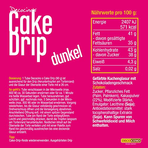 Fondant Decocino Cake Drip Dunkel 90g schokoladiger Geschmack