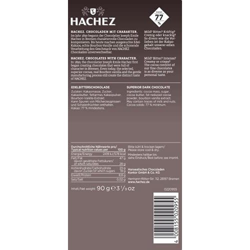 Hachez-Schokolade Hachez Tafel Dunkle Bitter 77%, 90 g
