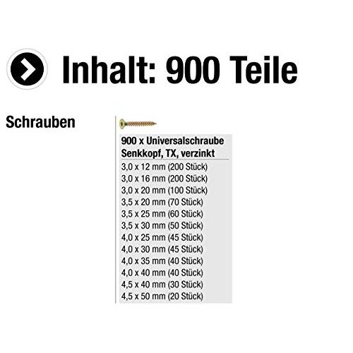 Holzschrauben Connex Universalschrauben-Sortiment 900-teilig