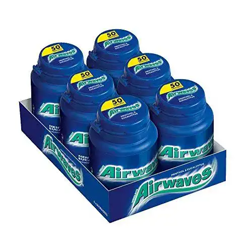 Kaugummi AirWaves, Menthol & Eucalyptus, 6 x 50 Dragees