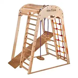 Klettergerüst Indoor RINAGYM Kletterdreieck aus Holz für Kinder