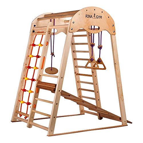 Klettergerüst Indoor RINAGYM Kletterdreieck aus Holz für Kinder