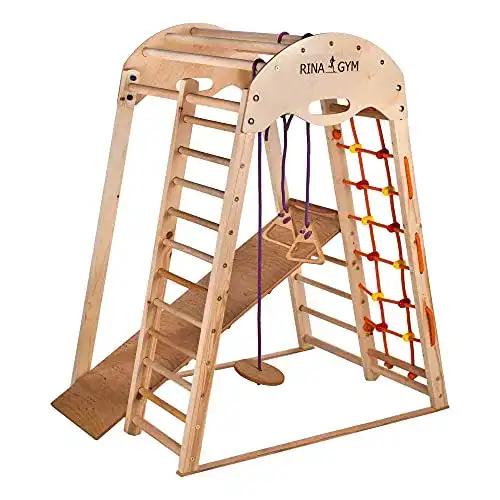 Klettergerüst Indoor RINAGYM Kletterdreieck aus Holz für Kinder