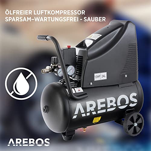 Kompressor ölfrei Arebos Druckluftkompressor 24l