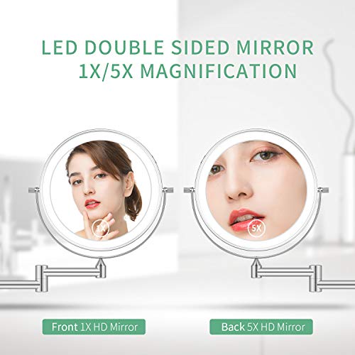 Kosmetikspiegel beleuchtet alvorog mit 1x/5x Fache Vergrößerung