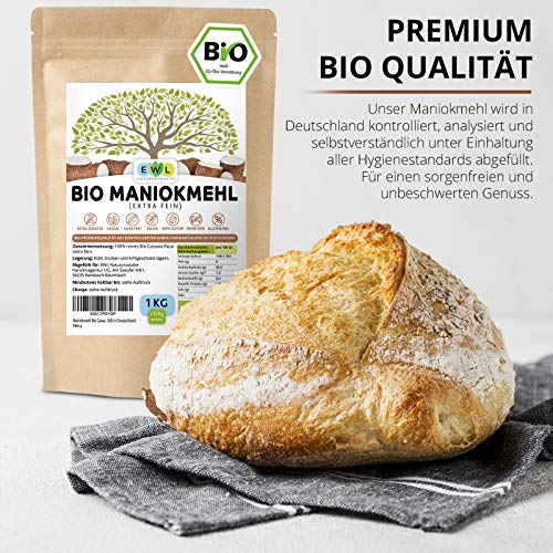 Maniokmehl EWL Naturprodukte Bio Cassava Mehl, 1000g +100g