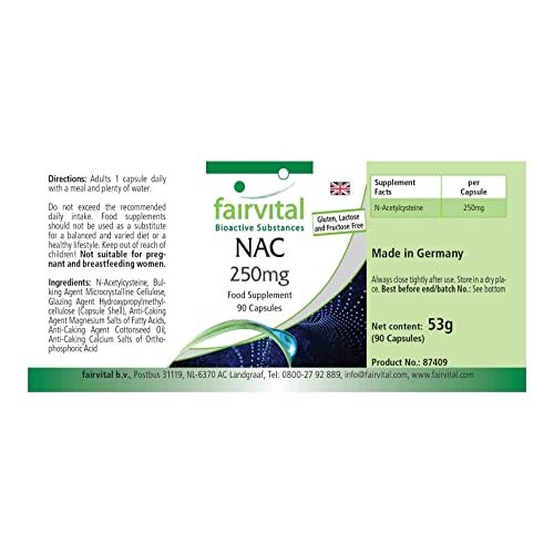 N-Acetylcystein fairvital NAC 250mg, 90 Kapseln, N-Acetyl-Cystein