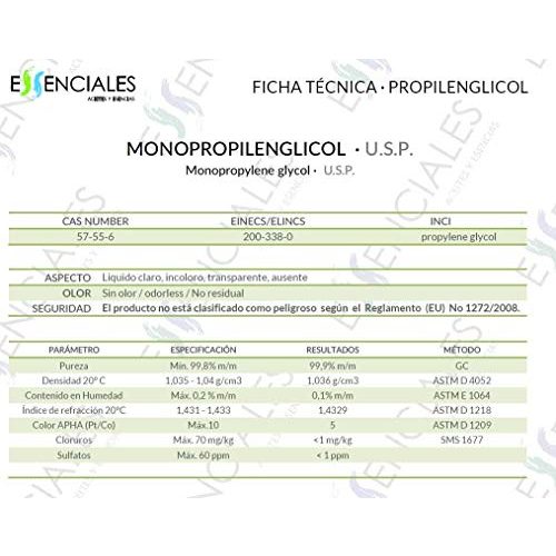Propylenglykol Essenciales Flüssigkeit Usp Certified 1 L