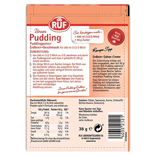 Puddingpulver RUF Erdbeer-Pudding, 3 x 38g