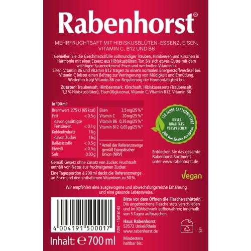 Rabenhorst-Saft Rabenhorst Wohlfühlen mit Eisen, 6er Pack