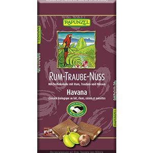 Rapunzel Cioccolato Rapunzel Biologico Latte Intero Rum-Uva-Noci, 6x