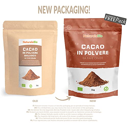 Rohkakao NaturaleBio Kakao Pulver Bio 1 Kg Organic Cacao