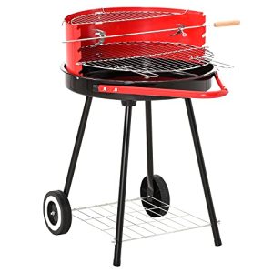 Rundgrill Outsunny Holzkohlegrill Standgrill auf Rollen