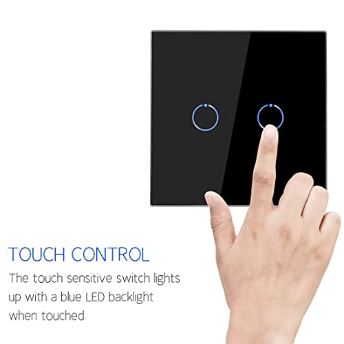 Touch-Lichtschalter CNBINGO Doppel Lichtschalter Schwarz