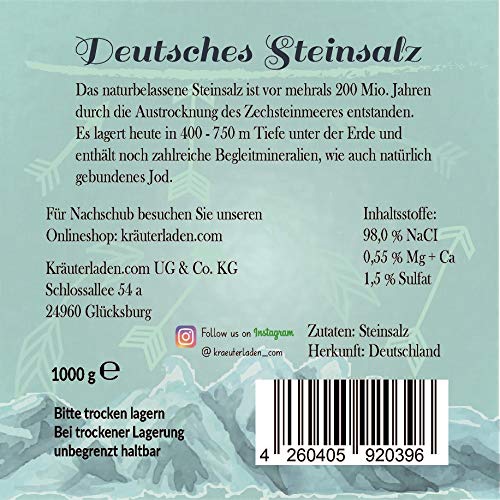 Ursalz KrÃ¤uterladen.com Deutsches Stein-Salz, fein, 1000 g