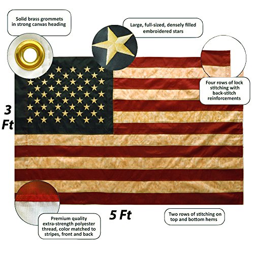 USA-Flagge Anley Vintage Style Tee gebeizt 3×5 Fuß Nylon