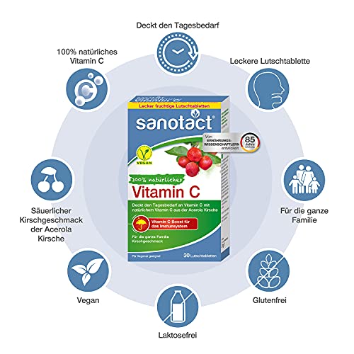 Vitamin-C-Lutschtabletten sanotact, 30 Acerola Lutschtabletten