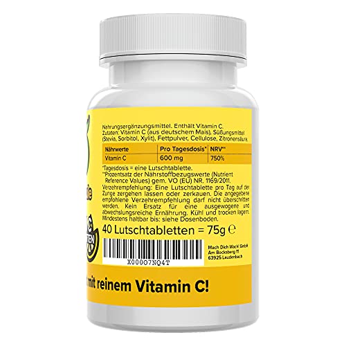 Vitamin-C-Lutschtabletten Vitamineule, hochdosiert mit 600mg