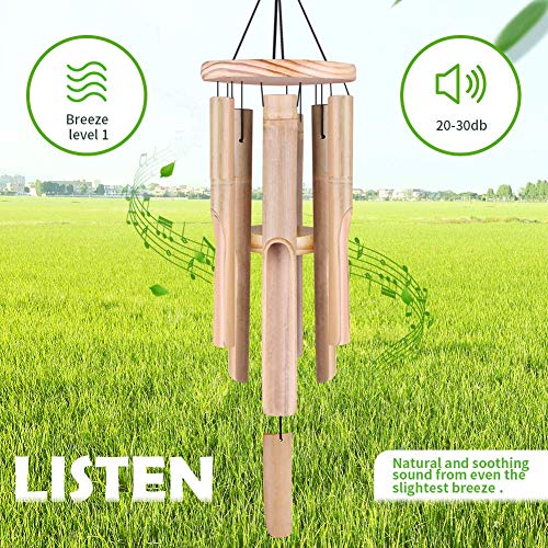 Windspiel wavraging, 6 handgeschnitzte Bambus-Röhre, 83 cm